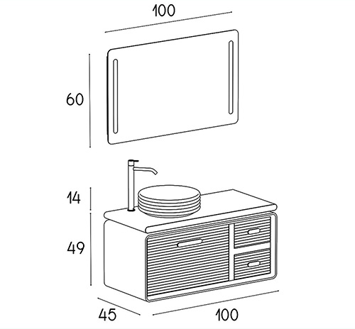 Wood and PVC vanity cabinet model L-010